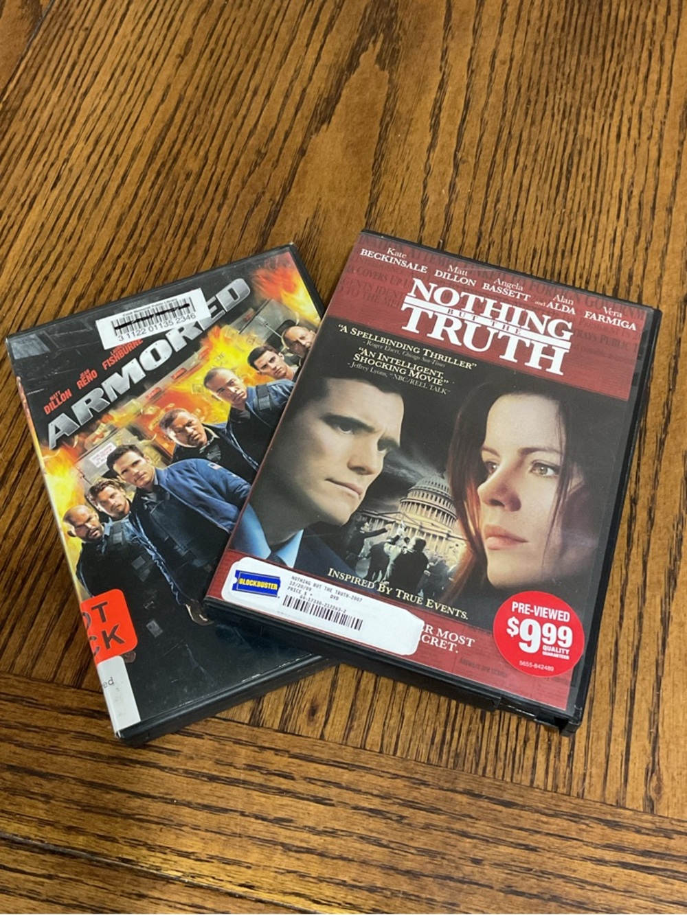 Nothing But the Truth & Armored DVDs 📀 set Matt Dillon Kate Beckinsale